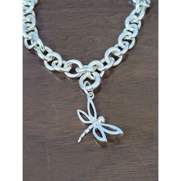 Tiffany & Co Sterling Silver Charm Bracelet Size 7.5" Rare Dragonfly Charm - Picture 2 of 4